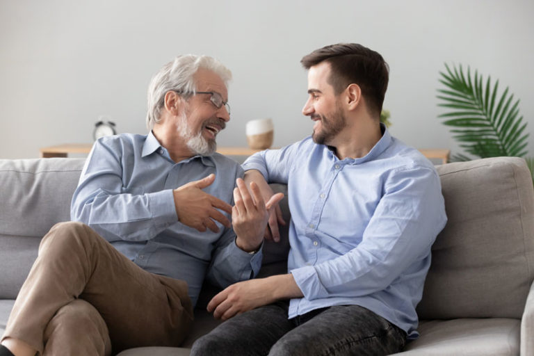 Men sharing an honest laugh in Milwaukee