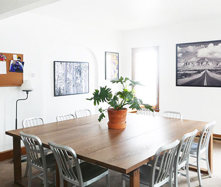 Sober living dining room set up as a halway house alternative